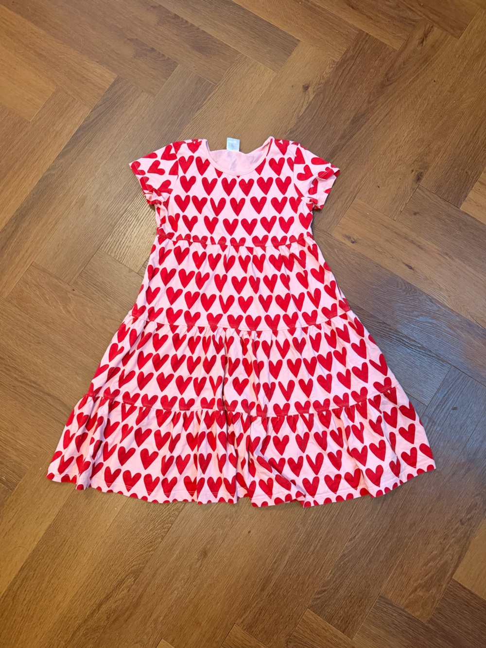 Hanna Andersson Heart Print Tiered Dress Size 150 / US 12